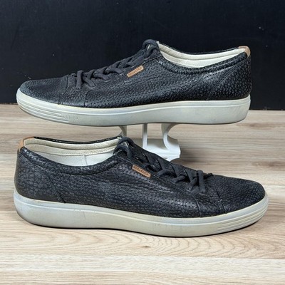 ECCO Soft 7 Shoes Mens Size 12 Black White Leather Casual Preppy Sneakers