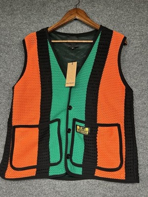 NWT 40s And Shorties Neon Crochet Sleeveless Beachside Vest Mens L Cotton Rave