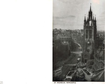 Vintage Foto - St Nicholas Cathedral Newcastle Straßenszene und Bus