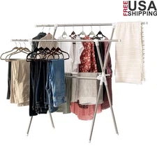 Portable Folding Clothes Drying Rack Expandable Towel Rack Indoor Laundry Helper