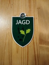 Schild mit Saugnapf Jäger Jagdbetrieb Wild Wald Auto Windschutzscheibe