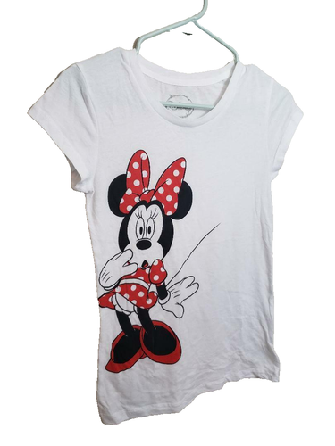 Disney Minnie Mouse Cute Women's Small T-Shirt White Red Black Short Sleeve