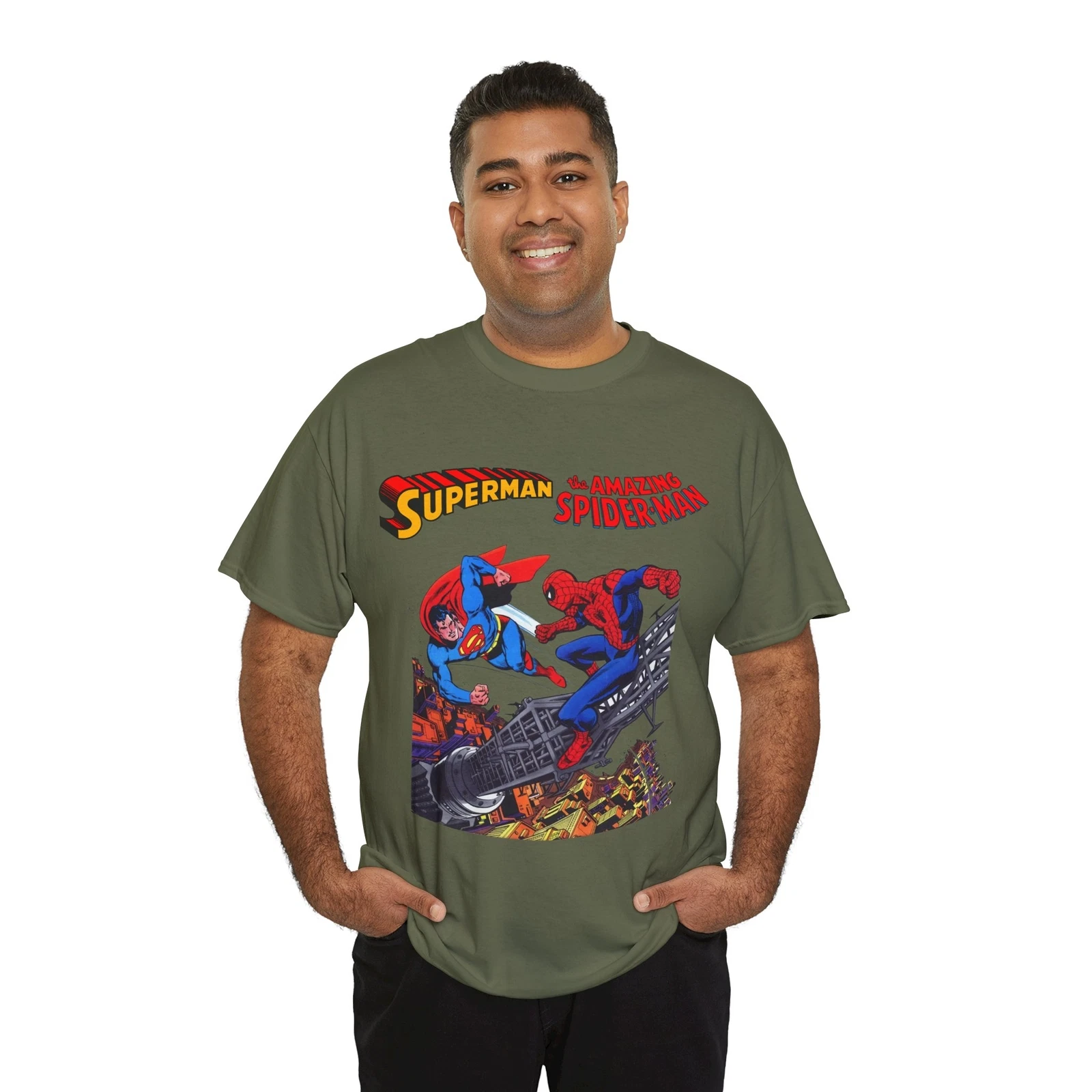 Superman & Amazing Spider-Man T-Shirt - DC/Marvel Comics Crossover - 1970s