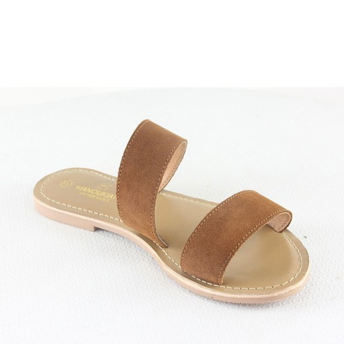 Sandales Plates En Cuir Manoukian - Pointure 37 - Couleur Marron - Neuves Avec Emballage - Sangles