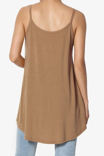 TheMogan Women's Scoop V Neck Stretch Draped Jersey Flared Camisole Tunic Top - Picture 112 of 302