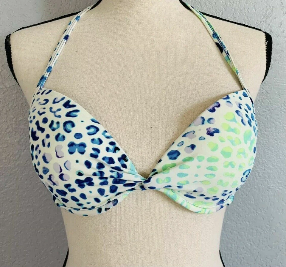 Xhilaration Mujer S/M Bikini Traje de Baño 2 Piezas Traje de Baño Azul Aqua Animal Print Foto 3 de 4