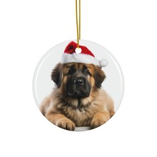Hanging Ceramic Christmas Tree Ornament - Leonberger Puppy Design