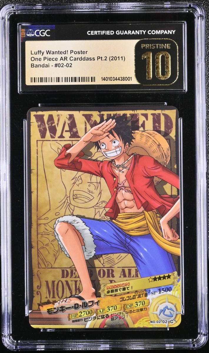 One Piece AR Carddass 2011 Pt.2 Luffy Wanted 02 CGC 10 Pristine