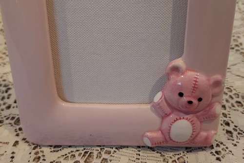 Vintage Lefton Ceramic Porcelain Our Baby Photo Picture Frame Girl Pink Japan - Picture 7 of 7