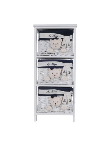 12.5 X 16 X 35.5 White Blue  Portable 3 Drawers - Picture 1 of 5