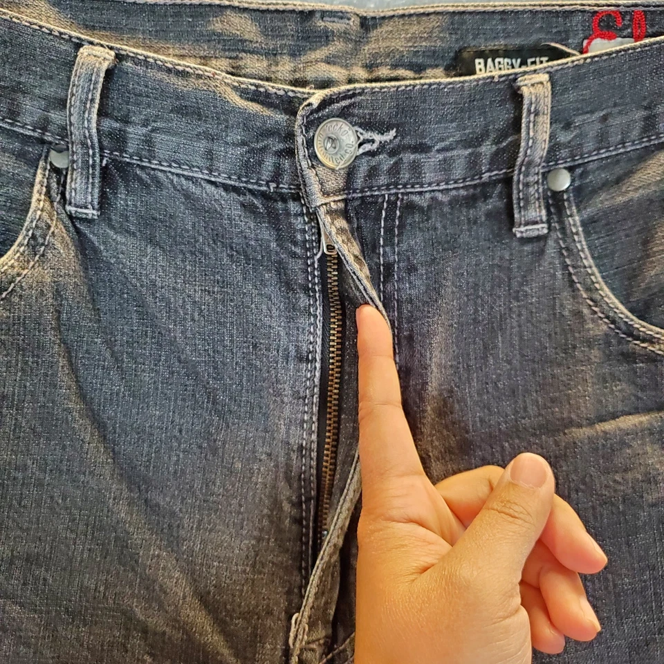 Pantalones Cortos DE COLECCIÓN Ecko Unltd Hombres 36 Gris Jean Logo Ropa de Calce Suelto Y2K LEER Foto 2 de 4