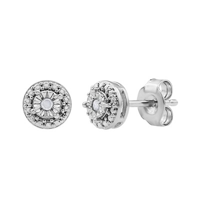 Diamant Akzent Wunderplatte Set 925 Sterling Silber Ohrstecker für Damen