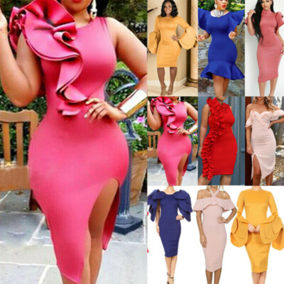 frill bodycon midi dress
