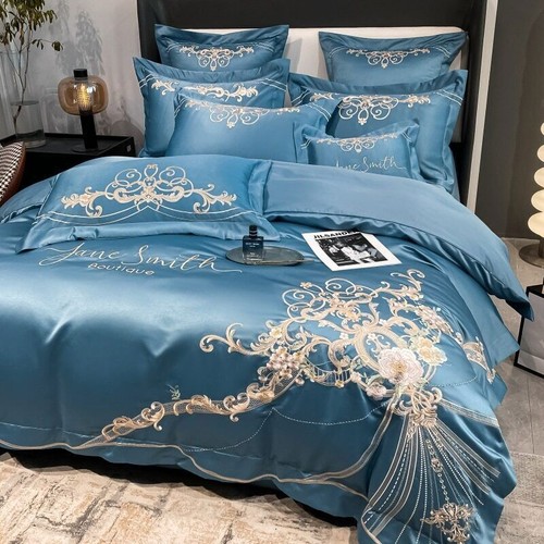 Luxury European style palace gold embroidered bedding set 60% cotton bedding - Foto 14 di 27