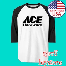 Ace Hardware Men's Raglan White Black Size S to 2XL