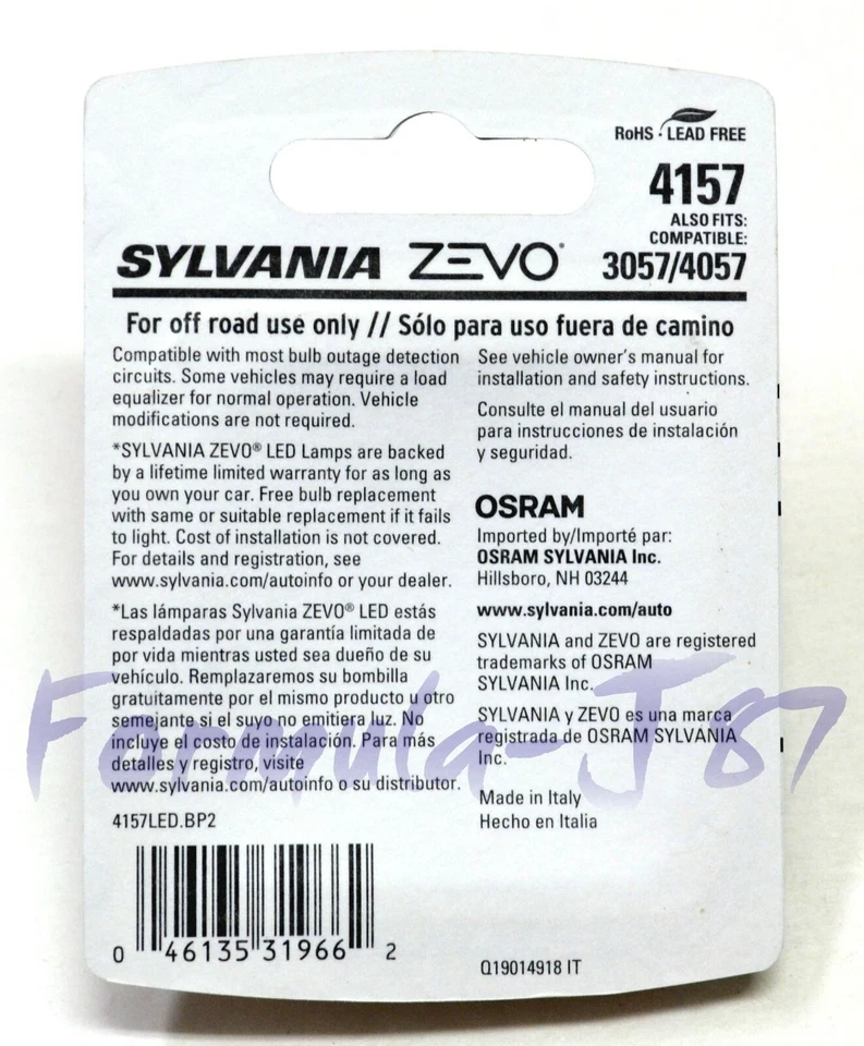 Sylvania ZEVO LED Light 4157 White 6000K Two Bulbs DRL Daytime Replace Upgrade - Изображение 3 из 4