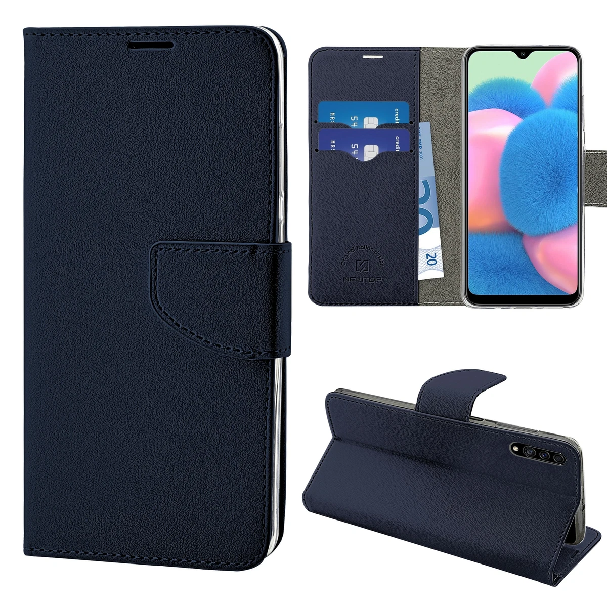 AROYI Cover Compatibile con Samsung Galaxy A12, Retro Design Flip Caso in PU Pelle Premium Portafoglio Slot per Schede Chiusura Magnetica Custodia Compatibile con Samsung Galaxy A12 Blu (Blu