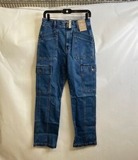 MADEWELL The '90s Straight Utility Cargo Jeans Womens Size 27 Densmore Wash Blue