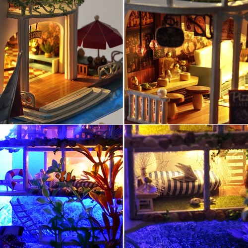 Hawaii Undersea Villa House DIY Miniature Led Light Wooden Shop Dollhouse - Picture 4 of 15