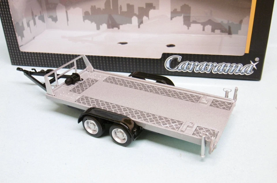 Cararama - REMORQUE PLATEAU DOUBLE ESSIEU porte voiture Neuf NBO 1/43 - Photo 2/4