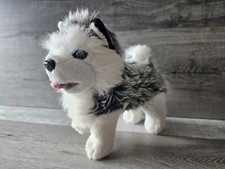 Vtg Husky Dog Plush Standing Blue Eyes 1990s 8"x12" Stuffed Animal Toy