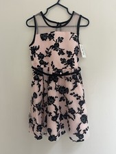 TCP Kids Girls Glitter Floral Tulle Lined Sleeveless Fit  Flare Dress Pink Sz 4