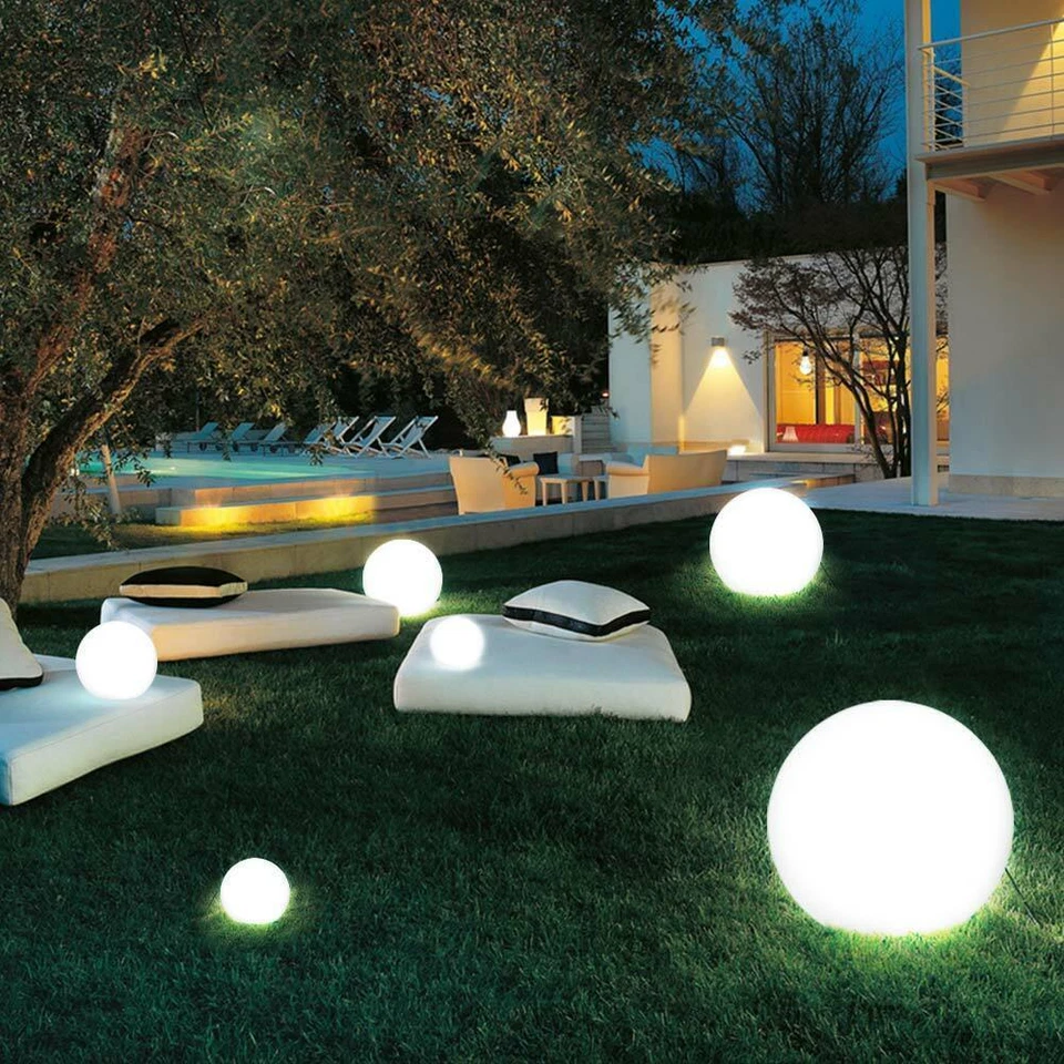 Lampada Sfera da Giardino 20cm Luce Illuminazione Esterno Attacco E27 Bianco - Immagine 3 di 4