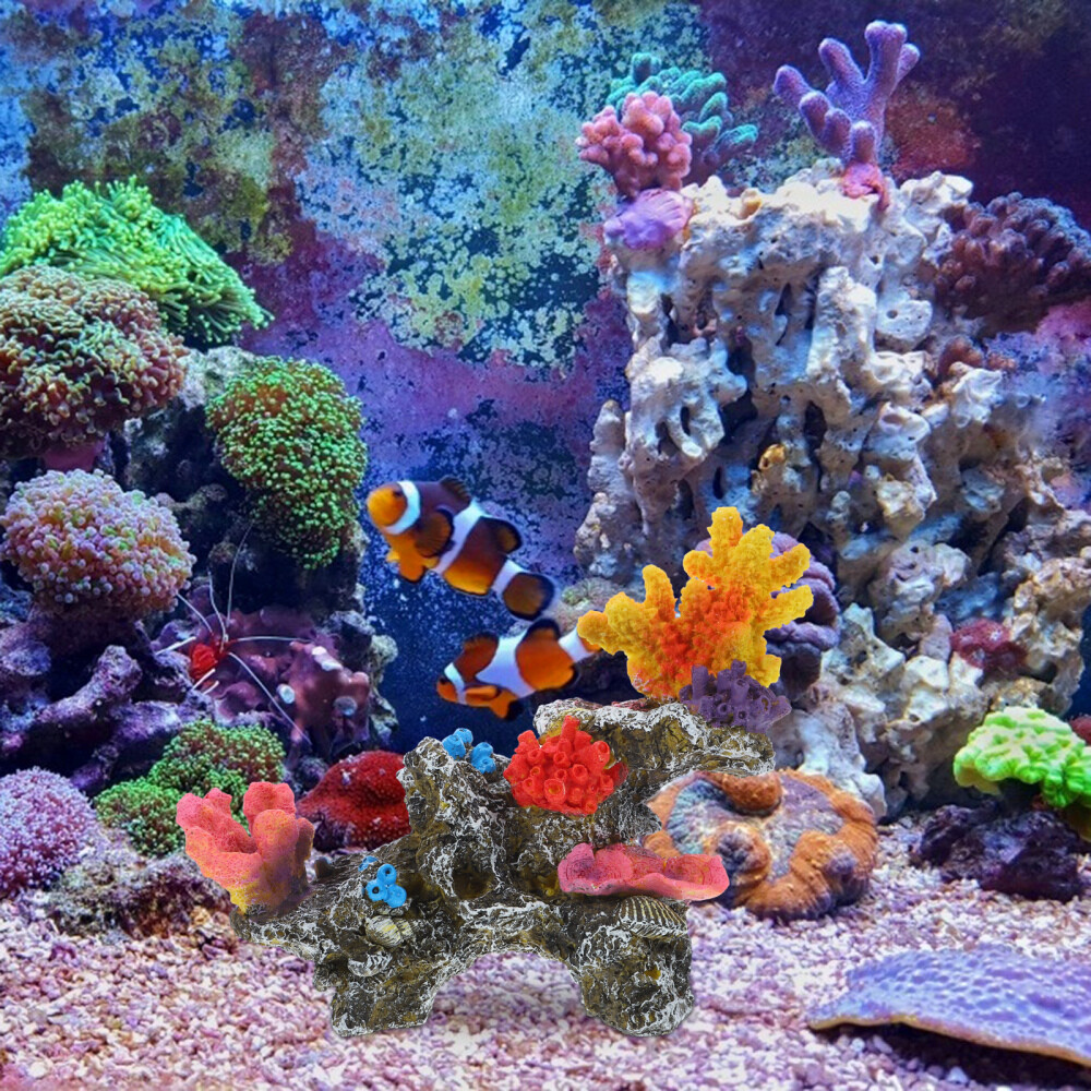 2 Pack Coral for Freshwater Aquarium Ornaments Tank Accessories Turtle