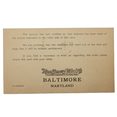 1928 Montgomery Ward Store Baltimore Maryland Versandbenachrichtigung Postkarte - Bild 7 von 7
