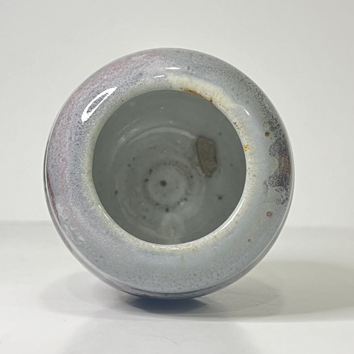 Small Signed Contemporary Vase/pot Red Gray/lava Drip Glaze Studio Art Pottery - Picture 2 of 9