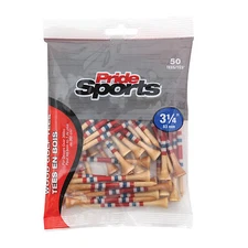 Pride Sports 3 Color Hardwood Golf Tees - 50 Pack