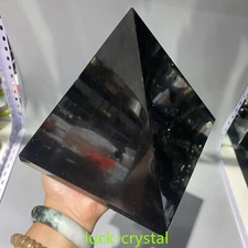 7.23LB Natural Obsidian Quartz Hand Carved Crystal Pyramid Healing 1pc,HE1