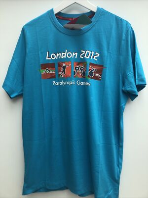 T-Shirt London 2012 Paralympics blau kurzärmlig neu mit Etikett klein S