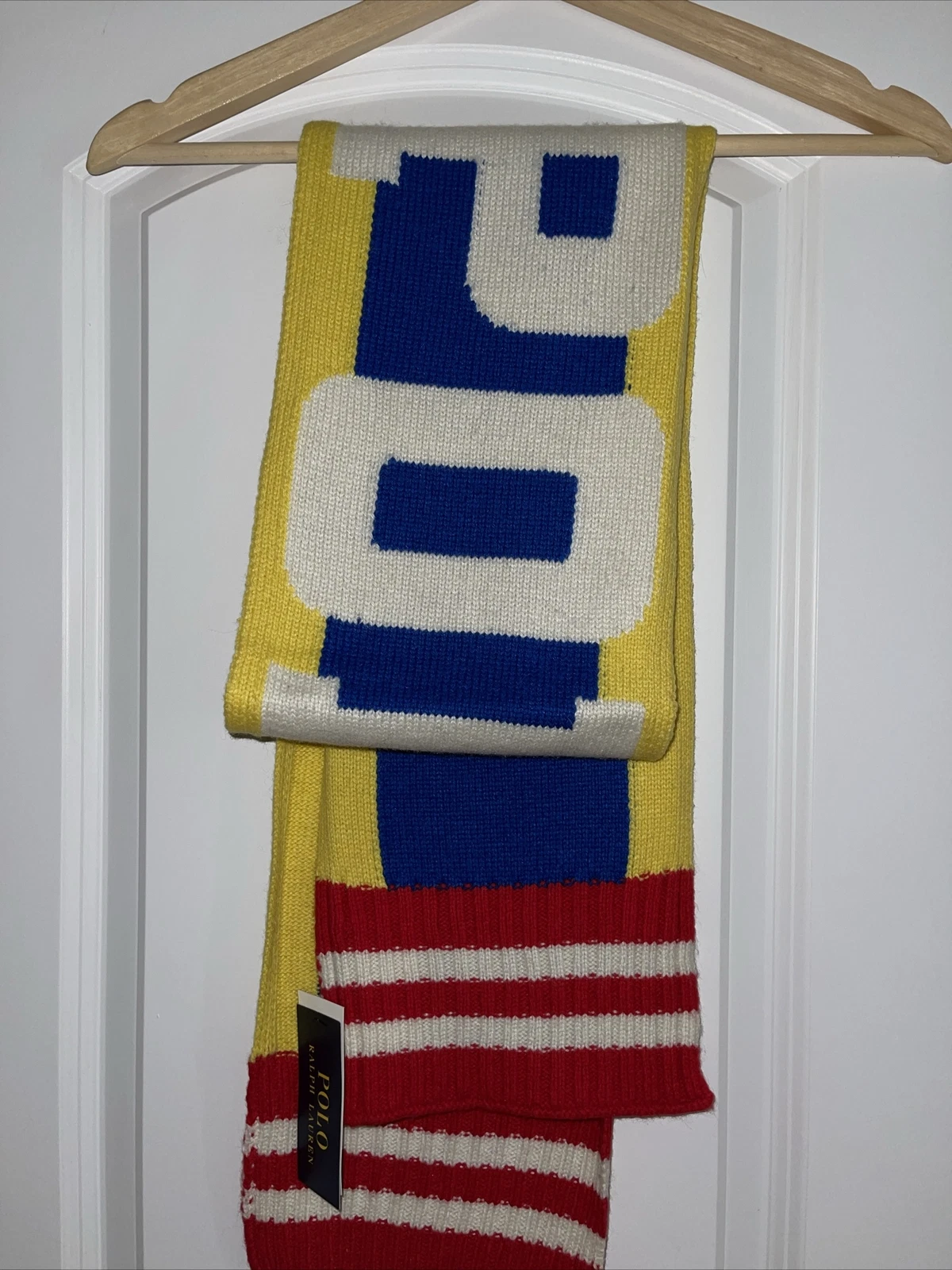 Polo Ralph Lauren unisex Colorblock knit winter logo Scarf - Yellow, Blue, Red