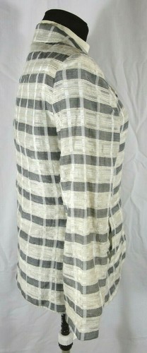Chaqueta Blazer a Cuadros De Colección Frohlich Gris Bolsillos Blancos Botones Ligero Mediano - Imagen 6 de 12