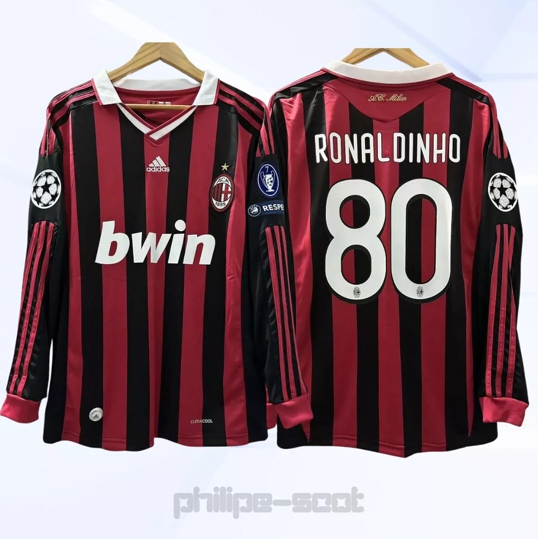 AC Milan 09/10 Ronaldinho Jersey soccer #80 UEFA Champions League