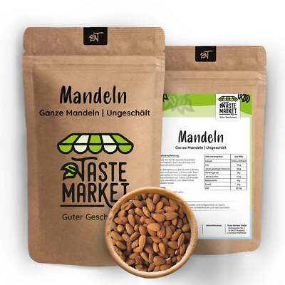 1 kg Mandeln ganz | ungeschält | naturbelassen | nussiges Mandelaroma 