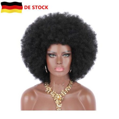 8'' Damen kurze Afro Kinky Curly Hair schwarz Perücken für Frauen Große Wig DE