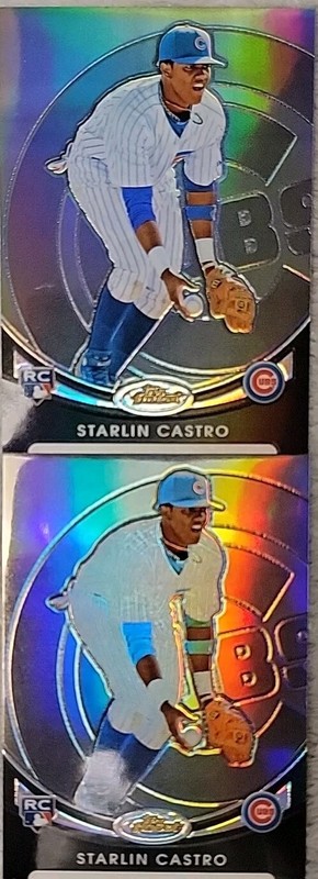 STARLIN CASTRO 2010 TOPPS FINEST (2X) BLUE REFRACTOR /199 CHICAGO CUBS LOT OF 2