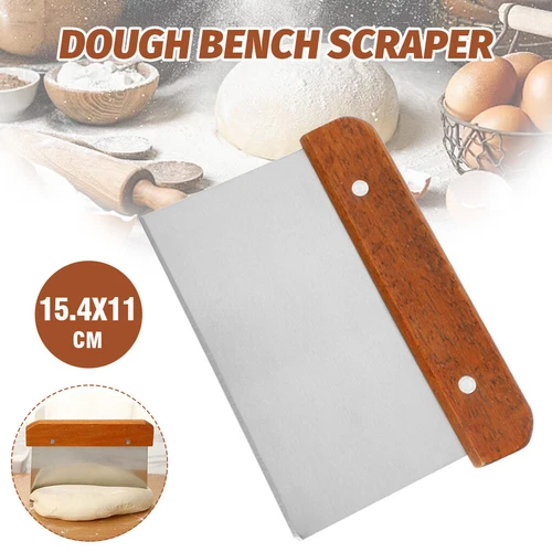 Stainless Steel Dough Bench Scraper Wooden Handle Cake Slicer Pastry Cutter AU