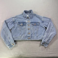 Forever 21 Denim Jacket Womens Medium Blue Crop Light Wash Trucker Ladies