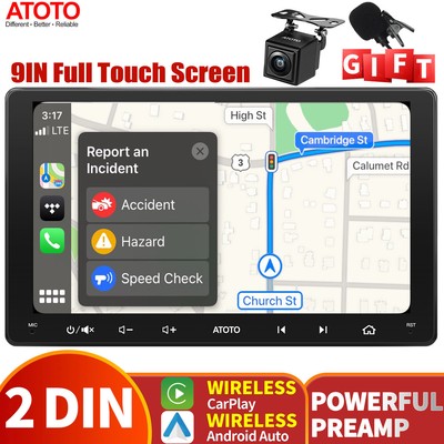 ATOTO F7WE 9 Zoll 2DIN Autoradio Wireless Android Auto CarPlay + LRV Backup kam