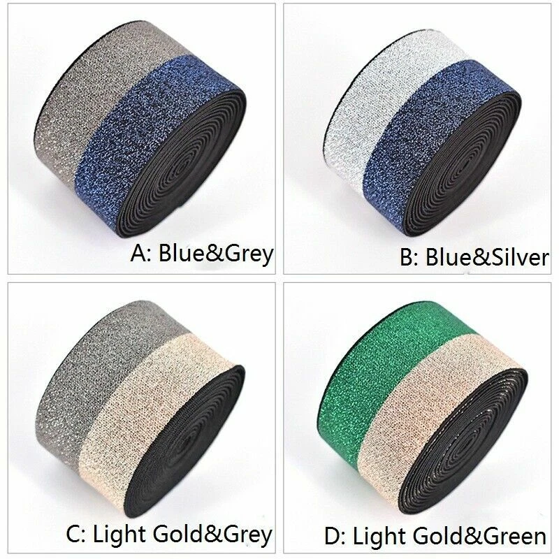 5 Metri Fascia Elastica Elasticizzato Cinturino Fai Materiali Cucito Craft Due - Immagine 4 di 4