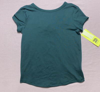All In Motion Girls' Short Sleeve Performance Back Details T-Shirt Dark Green