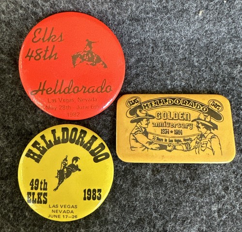 ELKS Helldorado 1982-84 Las Vegas Nevada Rodeo Bucking Bronco Pin Pinback Button - Picture 21 of 21
