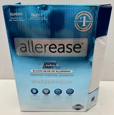 Aller-Ease Waterproof Zippered Mattress Protector, Queen, White Allerease