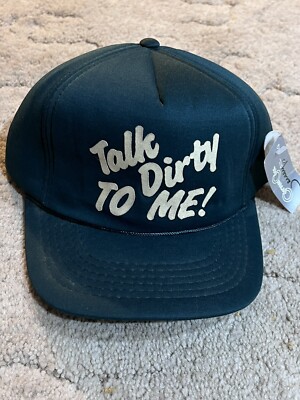 RARE VTG  Talk Dirty to Me  Sample Green  Mesh Trucker Hat Snapback Cap Foam 80s