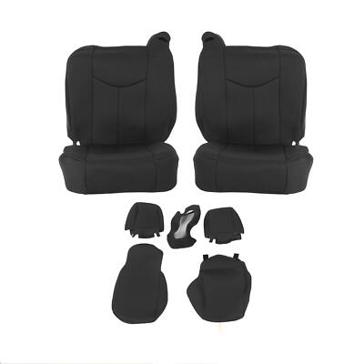 Black 1st Row Set Seat Covers For 1999-2006 02 Chevy Silverado 1500 Extended Cab