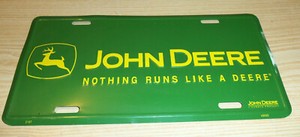 John Deere -Nothing Runs Like A Deere  - Green Metal Novelty License Plate