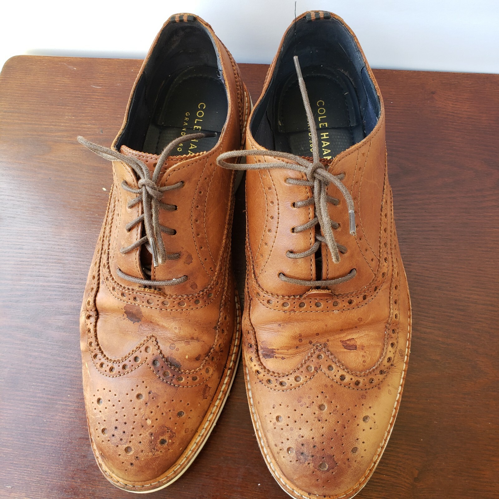 SAOLA Scarpe COLE HAAN MORRIS WING OXFORD UOMO US 10M C30697 British TAN